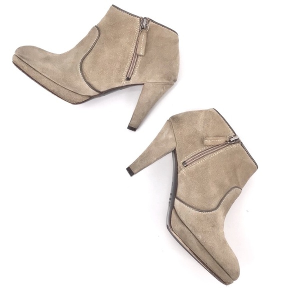 Boden Suede Leather Block Heel Ankle Boot in Brown/Tan Size EU 37 US 6